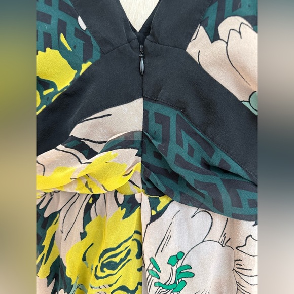 Diane Von Furstenberg Yellow and Black Floral Midi Dress - Picture 13 of 14